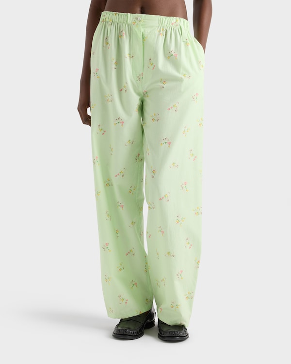 Floral print old canvas pants - Powder Blue Floral print old canvas pants - Powder Blue