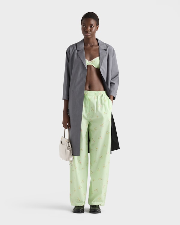 Floral print old canvas pants - Powder Blue Floral print old canvas pants - Powder Blue