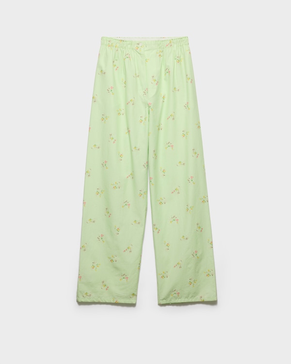 Floral print old canvas pants - Powder Blue Floral print old canvas pants - Powder Blue