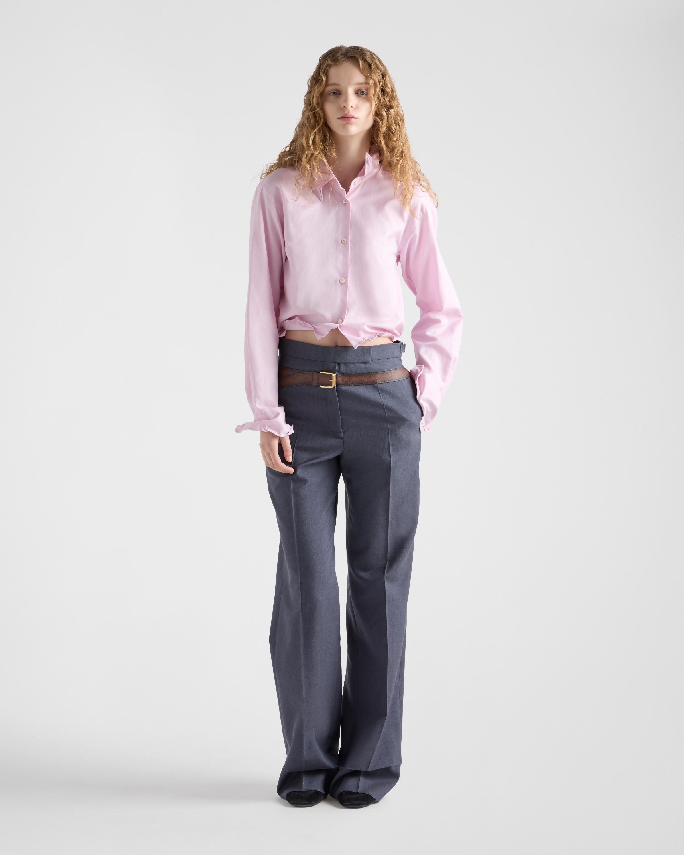 Prada Side Pocket Mohair Casual Pants In Aviation Blue
