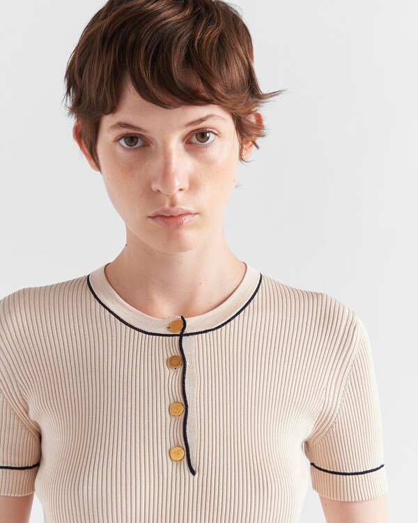 PRADA SHORT-SLEEVE KNIT SWEATER STYLE 195