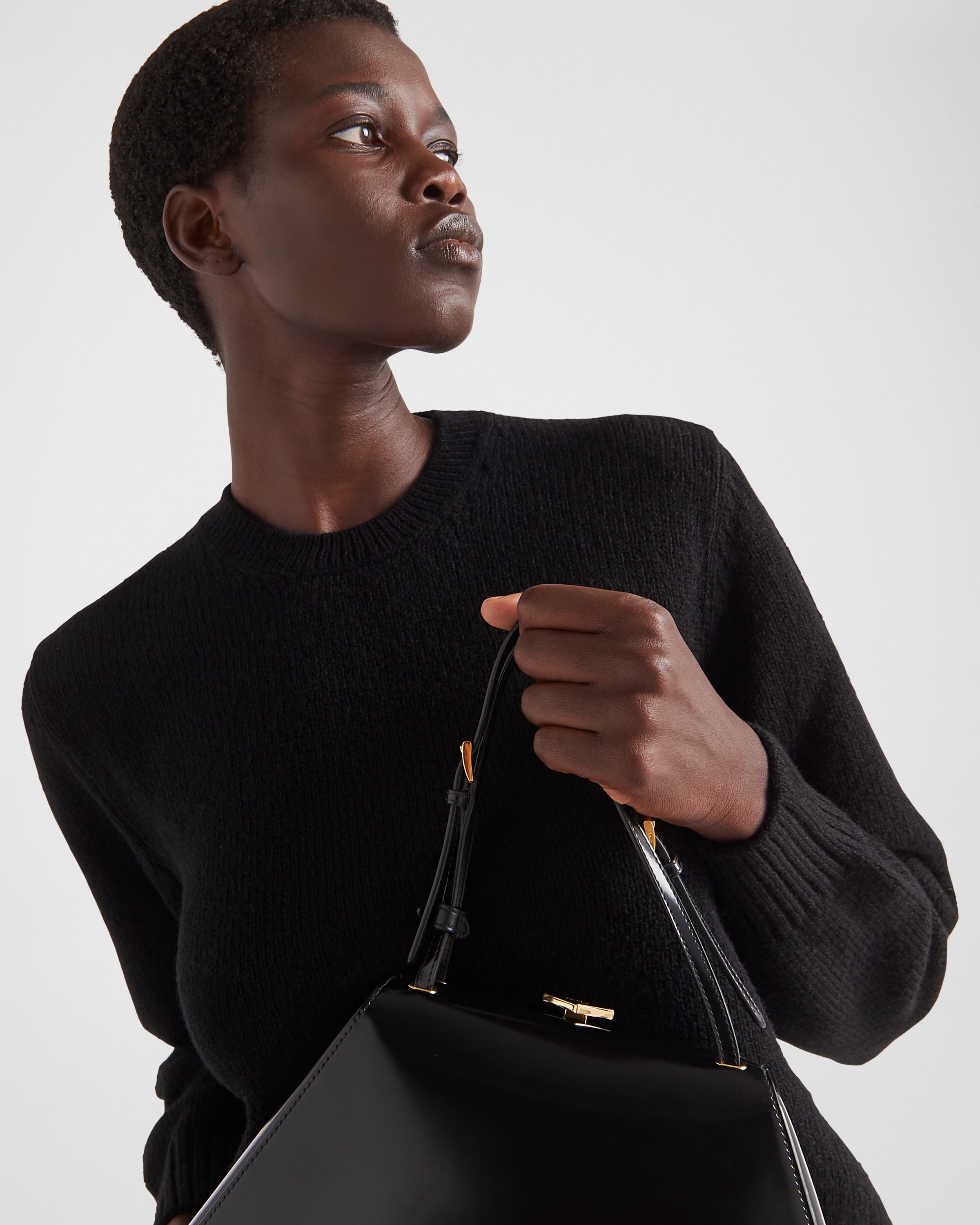 Black Wool And Cashmere Crew-neck Sweater | PRADA