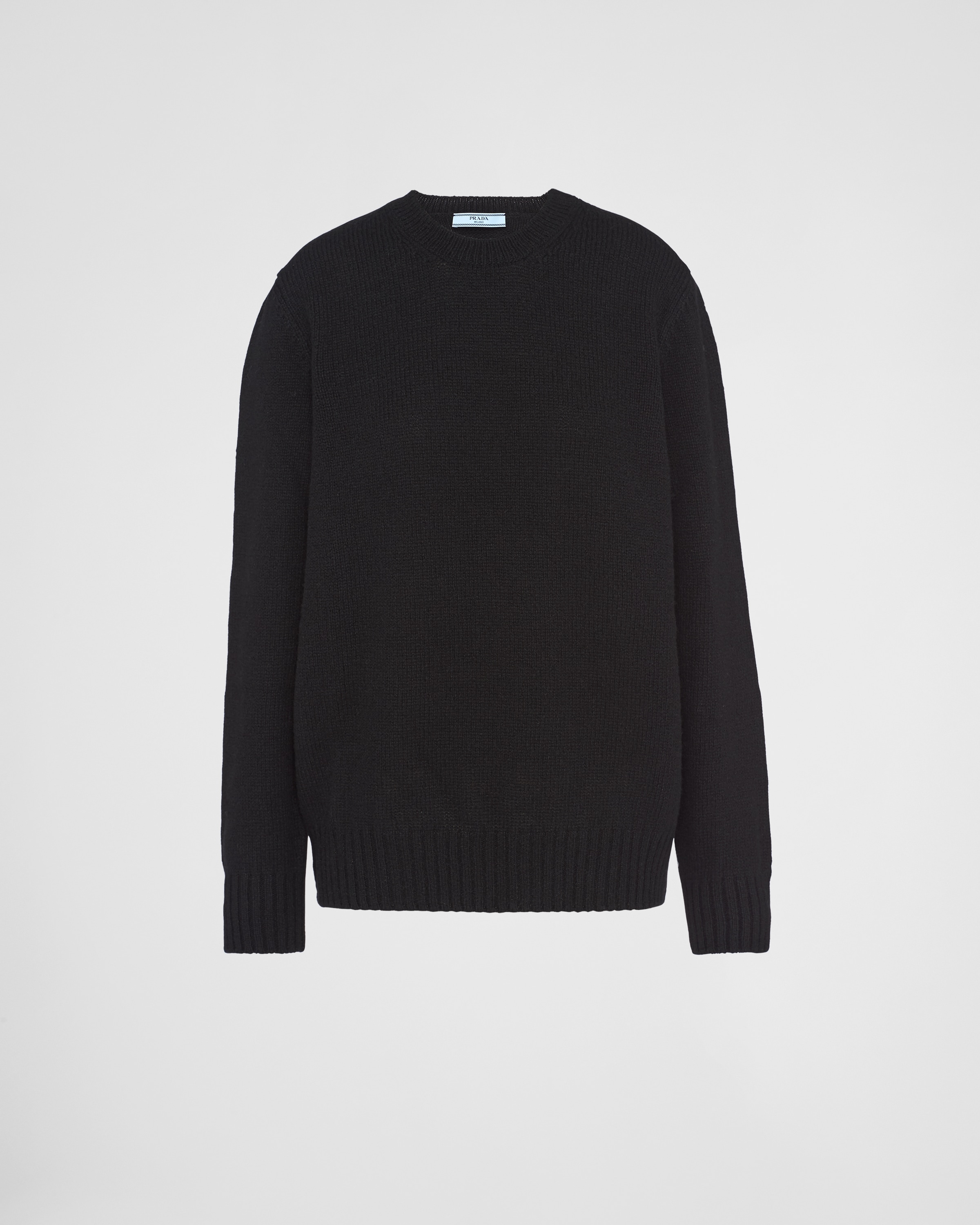 Prada Womens Black Logo-pattern Wool And Cashmere-blend Jumper In Black