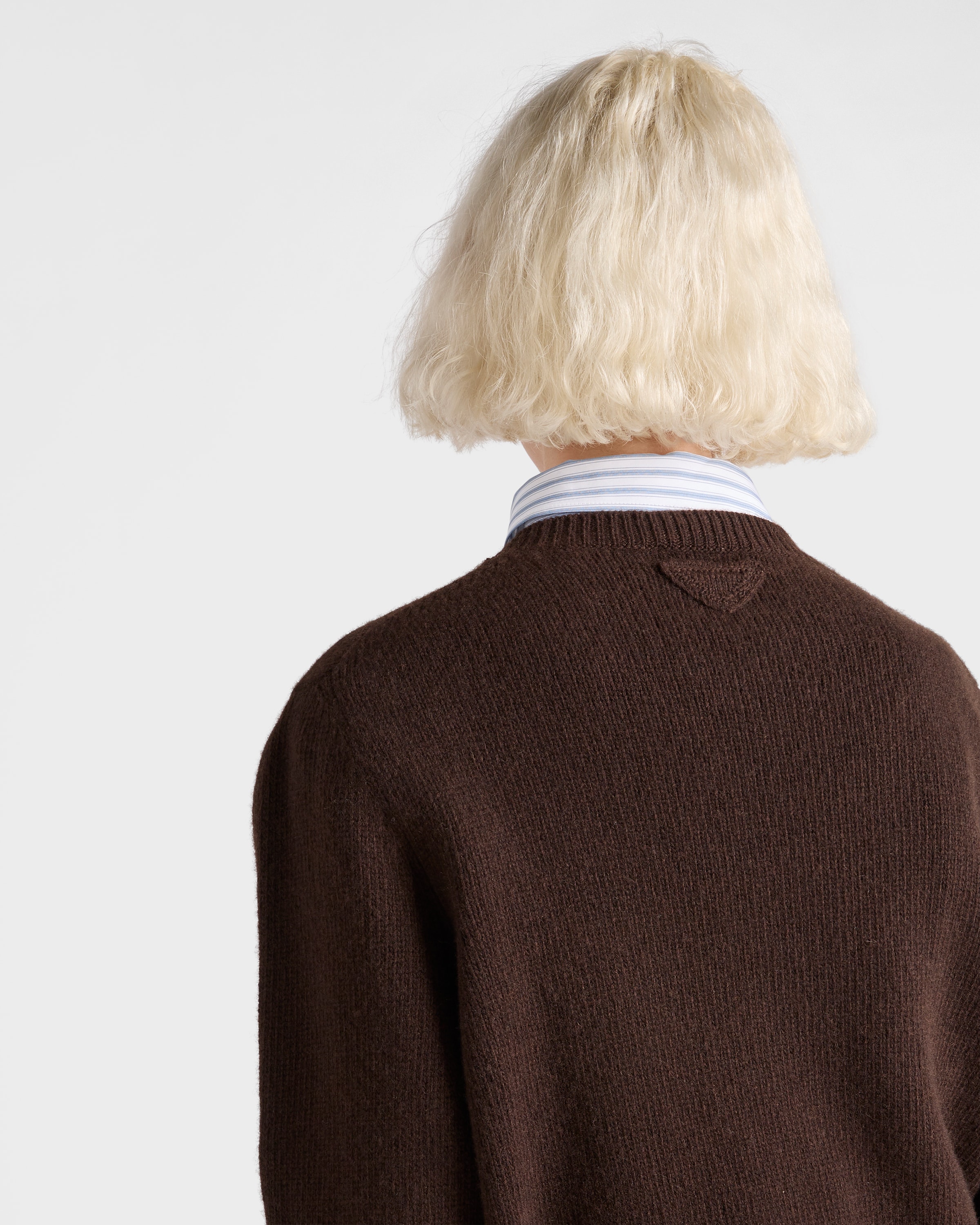Prada Wool And Cashmere Crew-neck Sweater In Brown