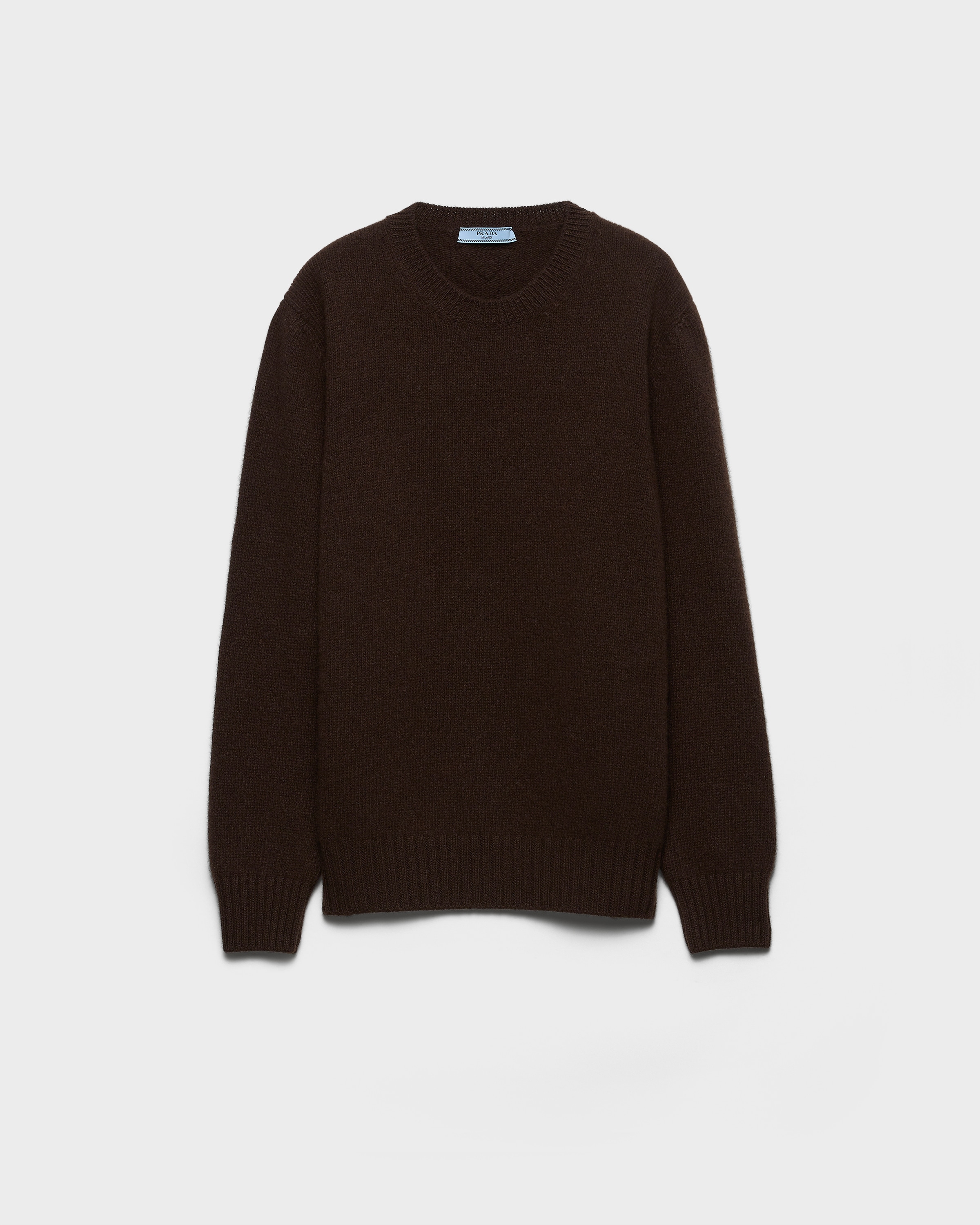 Prada Wool And Cashmere Crew-neck Sweater In Brown
