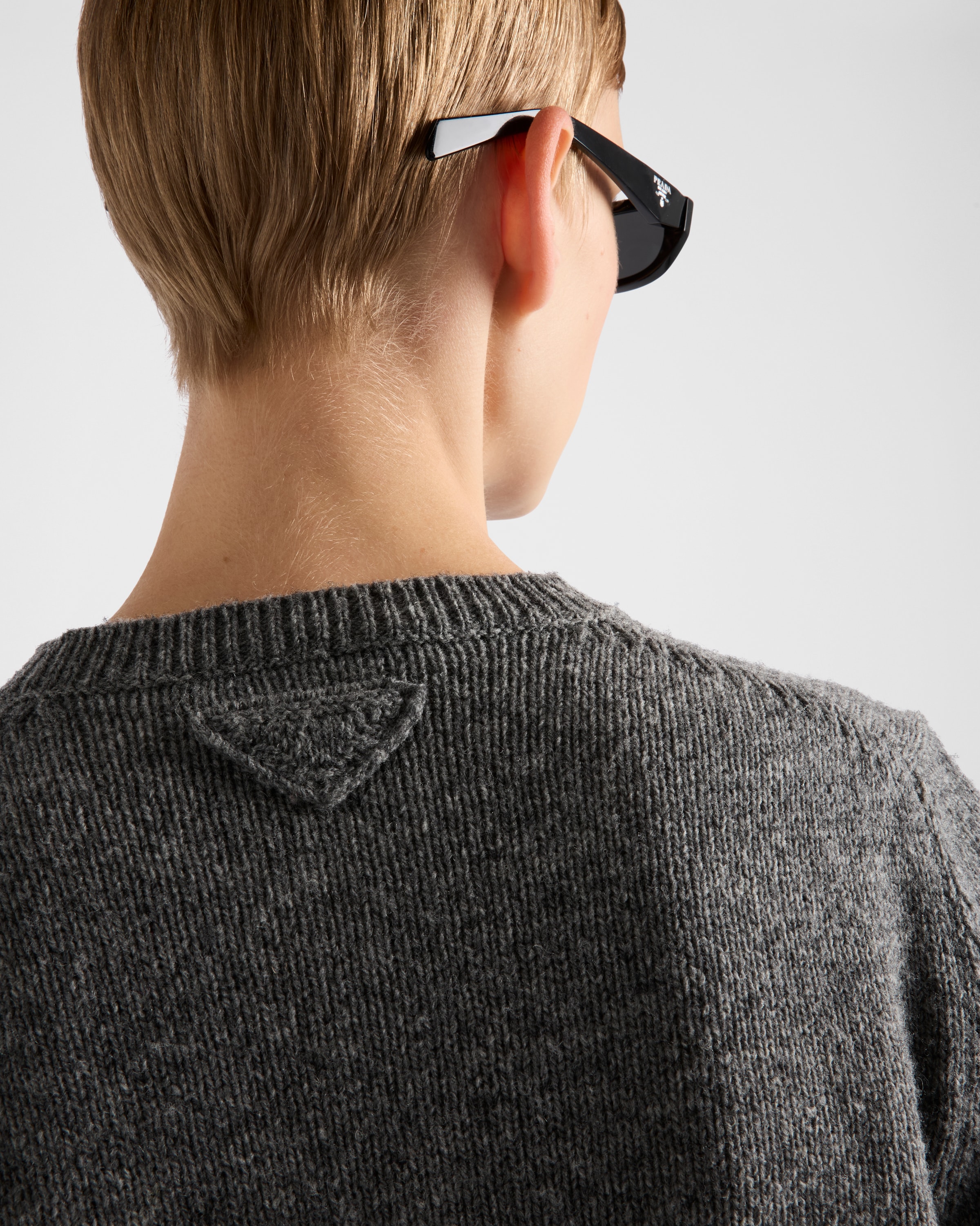 グレー ウールXカシミヤ クルーネック セーター | PRADA