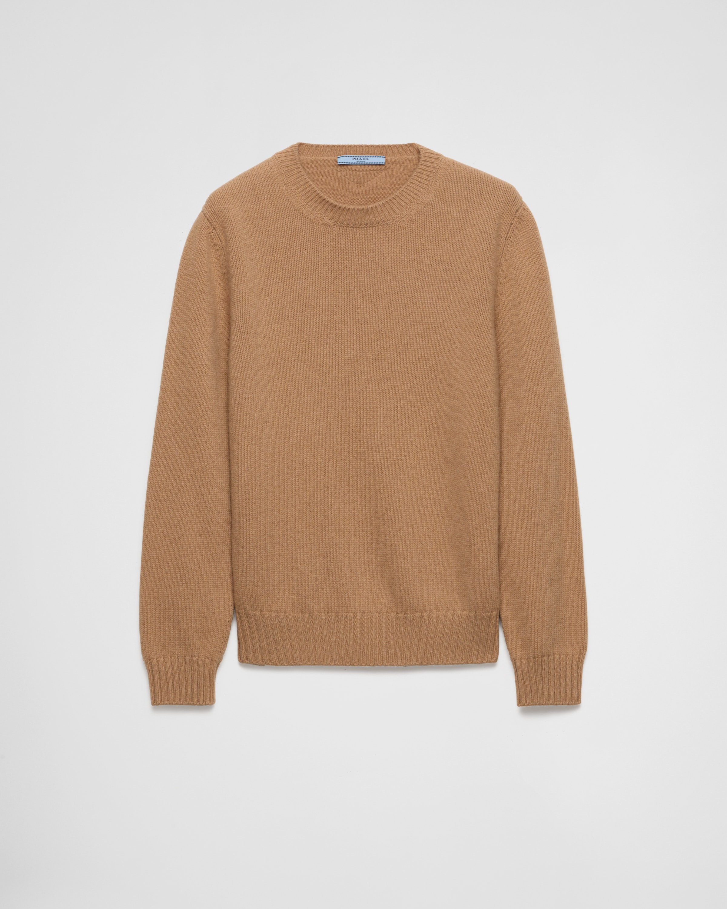 Shop Prada Wool And Cashmere Crew-neck Sweater In Camel Brown