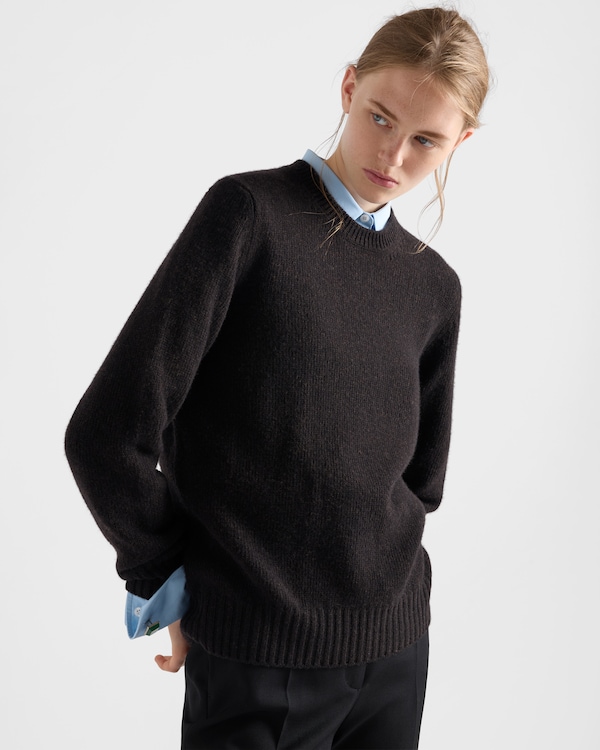 Wool and cashmere crew-neck sweater - Ebony Wool and cashmere crew-neck sweater - Ebony