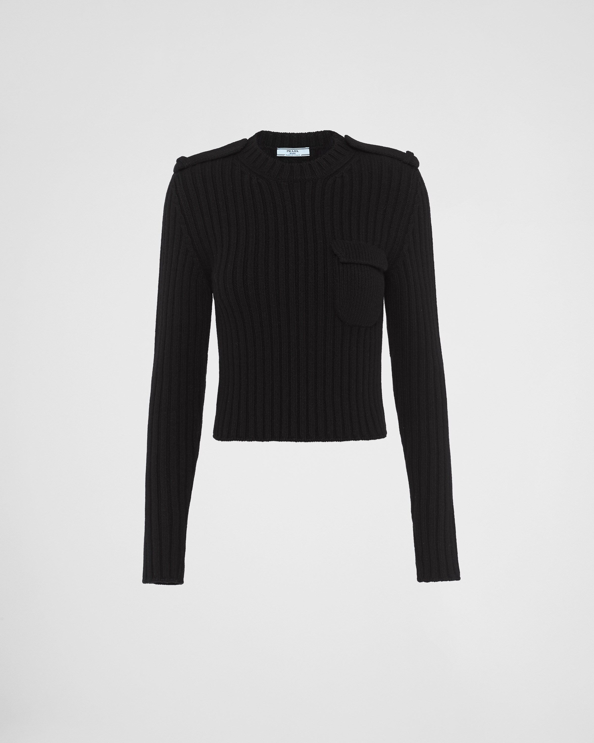 Prada Wool And Cashmere Crew-neck Sweater In Black