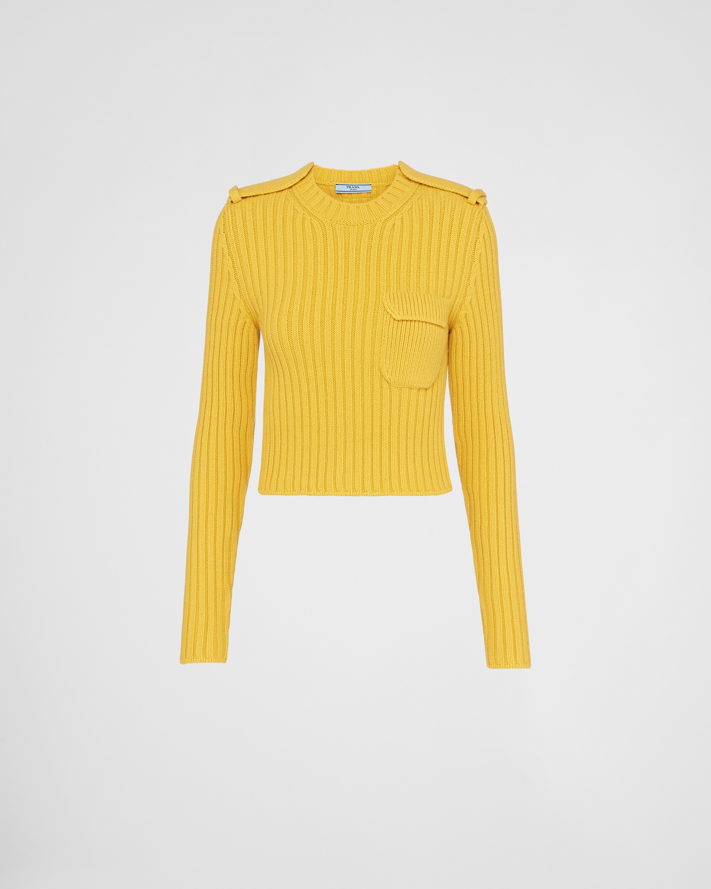 Prada 2025 Striped Long-sleeved Sweater Pink White Wool Cashmere