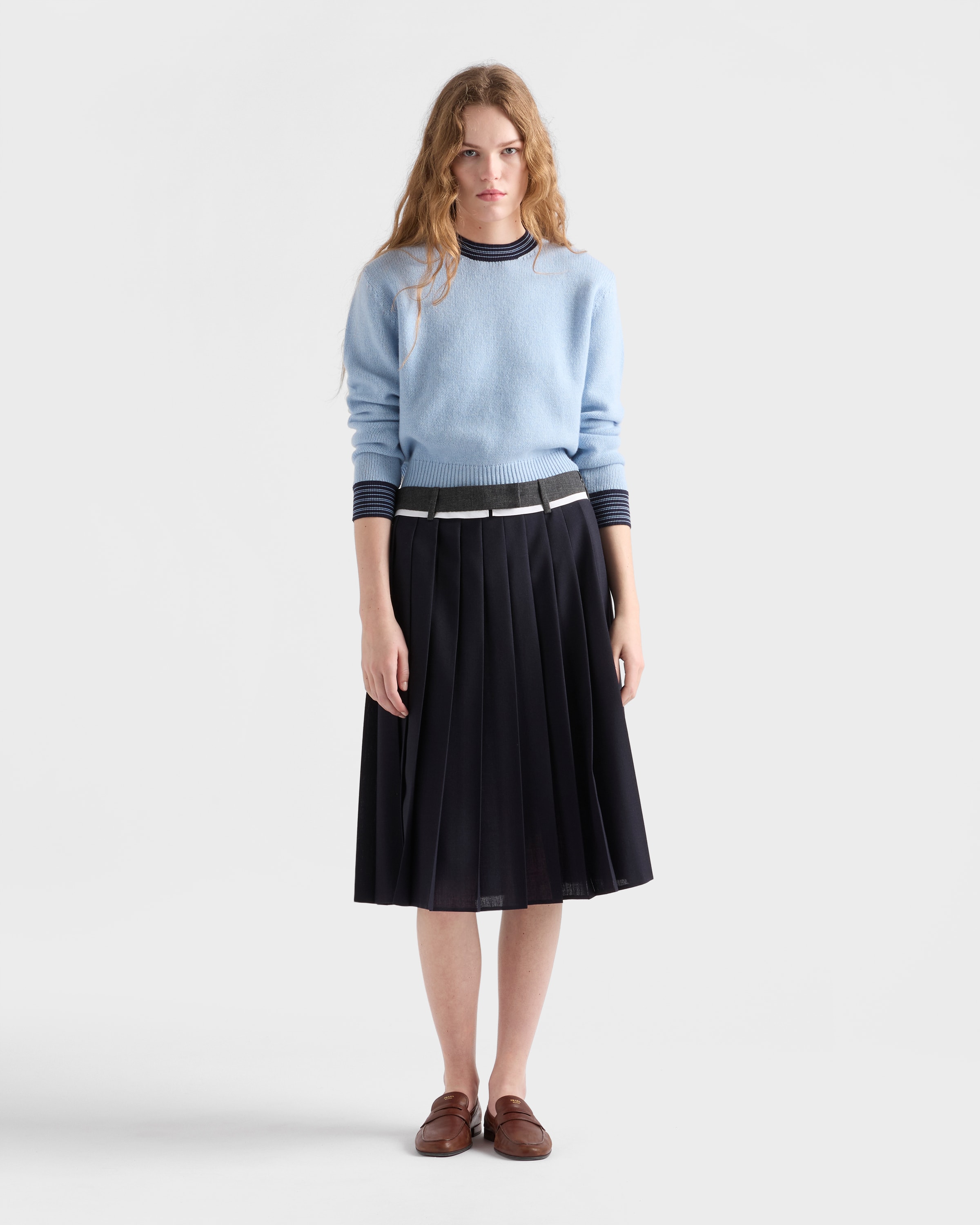 Sapphire Blue Cashmere crew-neck sweater | PRADA - United States