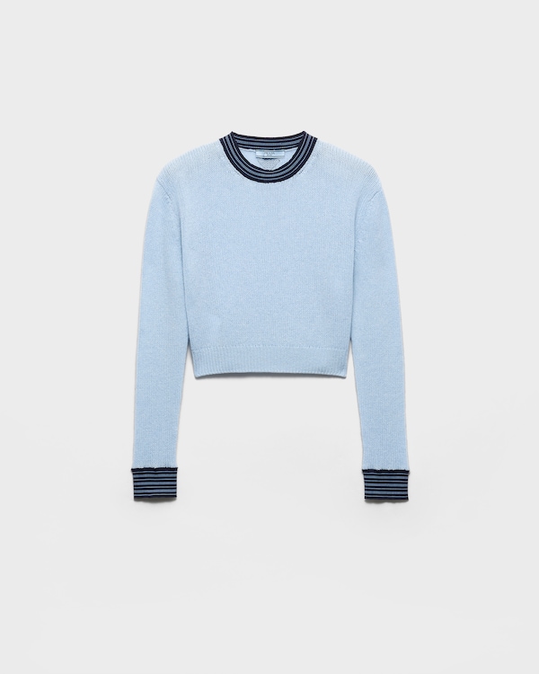 カシミヤ クルーネック セーター - サファイアブルー カシミヤ クルーネック セーター - サファイアブルー