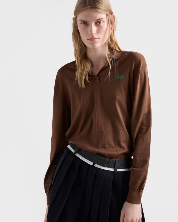 丝质Polo衫 - 烟草/草地 丝质Polo衫 - 烟草/草地