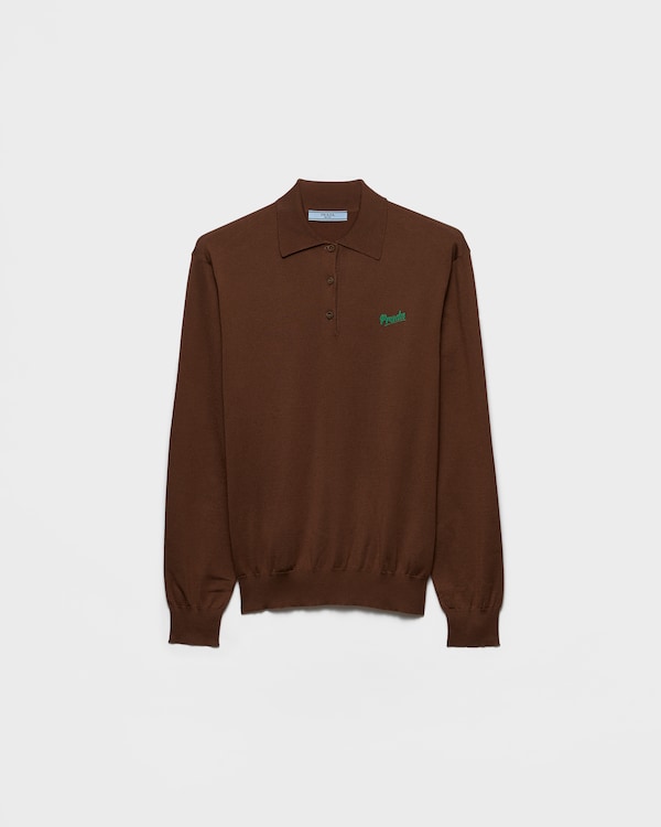 丝质Polo衫 - 烟草/草地 丝质Polo衫 - 烟草/草地