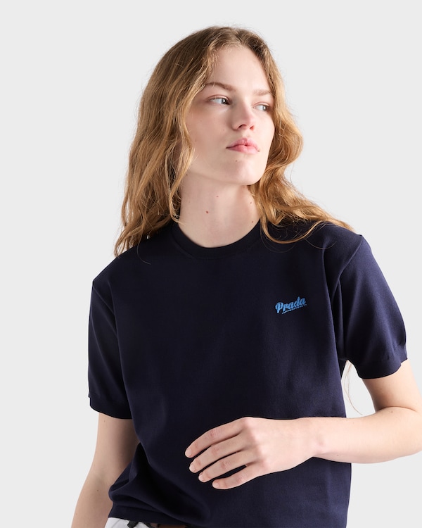 シルク クルーネック セーター - ブルー/ペリウィンクル シルク クルーネック セーター - ブルー/ペリウィンクル