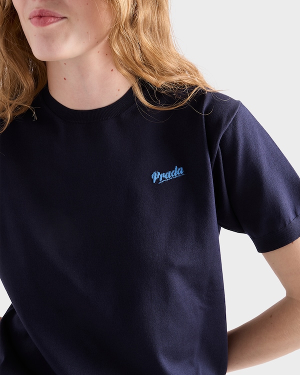 シルク クルーネック セーター - ブルー/ペリウィンクル シルク クルーネック セーター - ブルー/ペリウィンクル