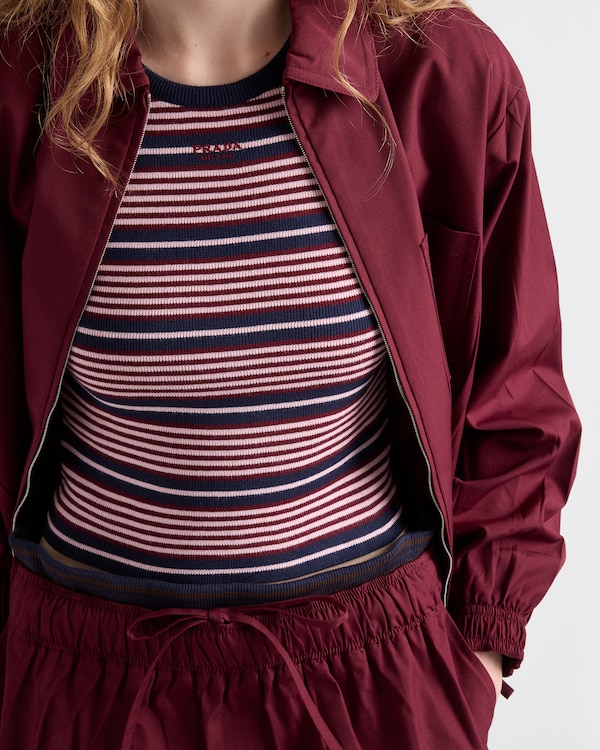 Short-sleeved striped cotton sweater - Navy/Petal Short-sleeved striped cotton sweater - Navy/Petal