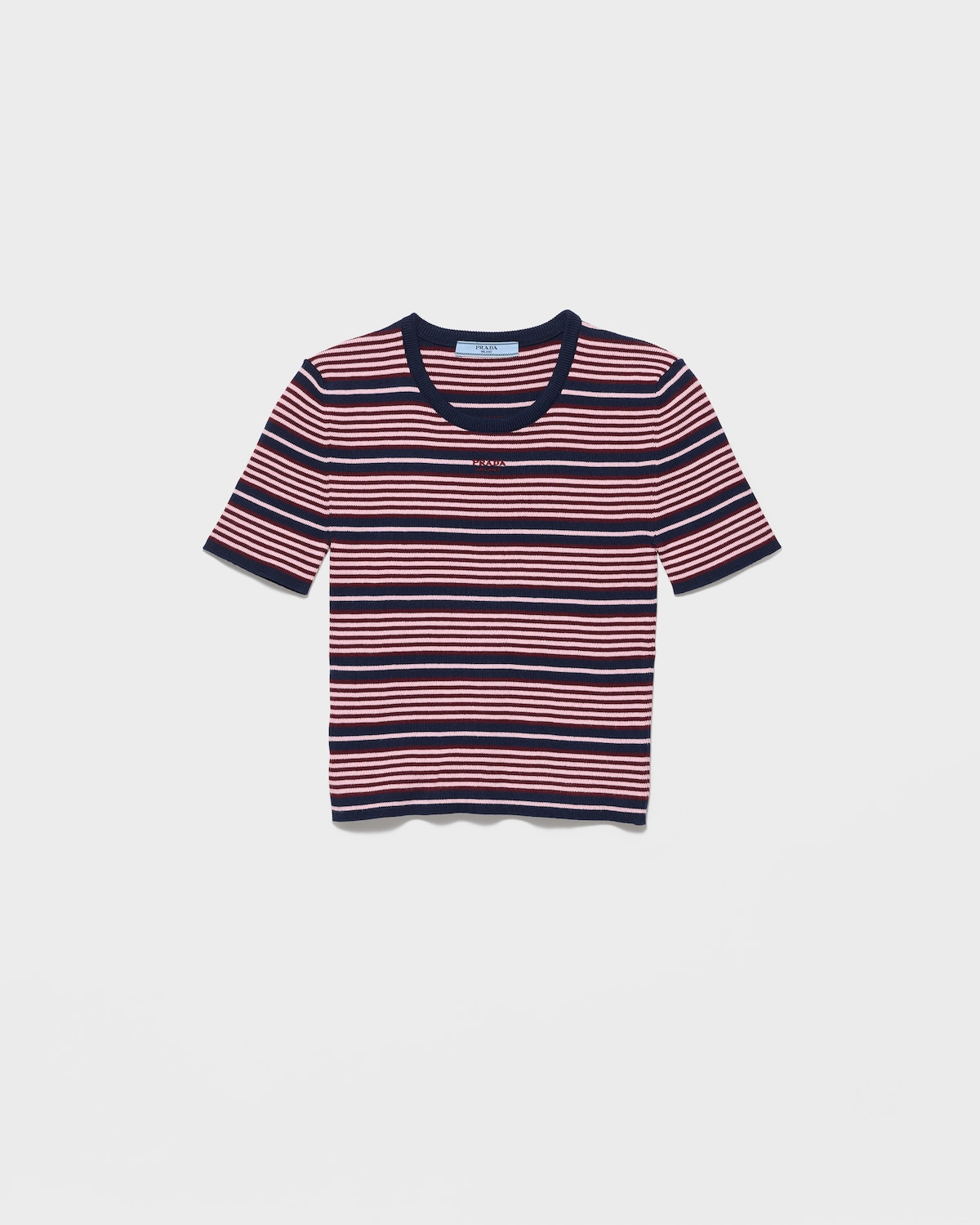 Short-sleeved striped cotton sweater