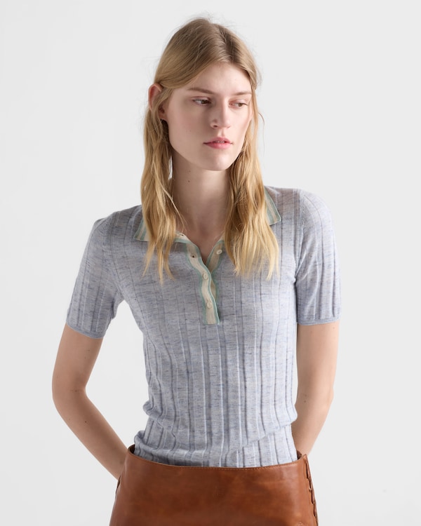 Cashmere, silk and linen polo sweater - Astro Cashmere, silk and linen polo sweater - Astro