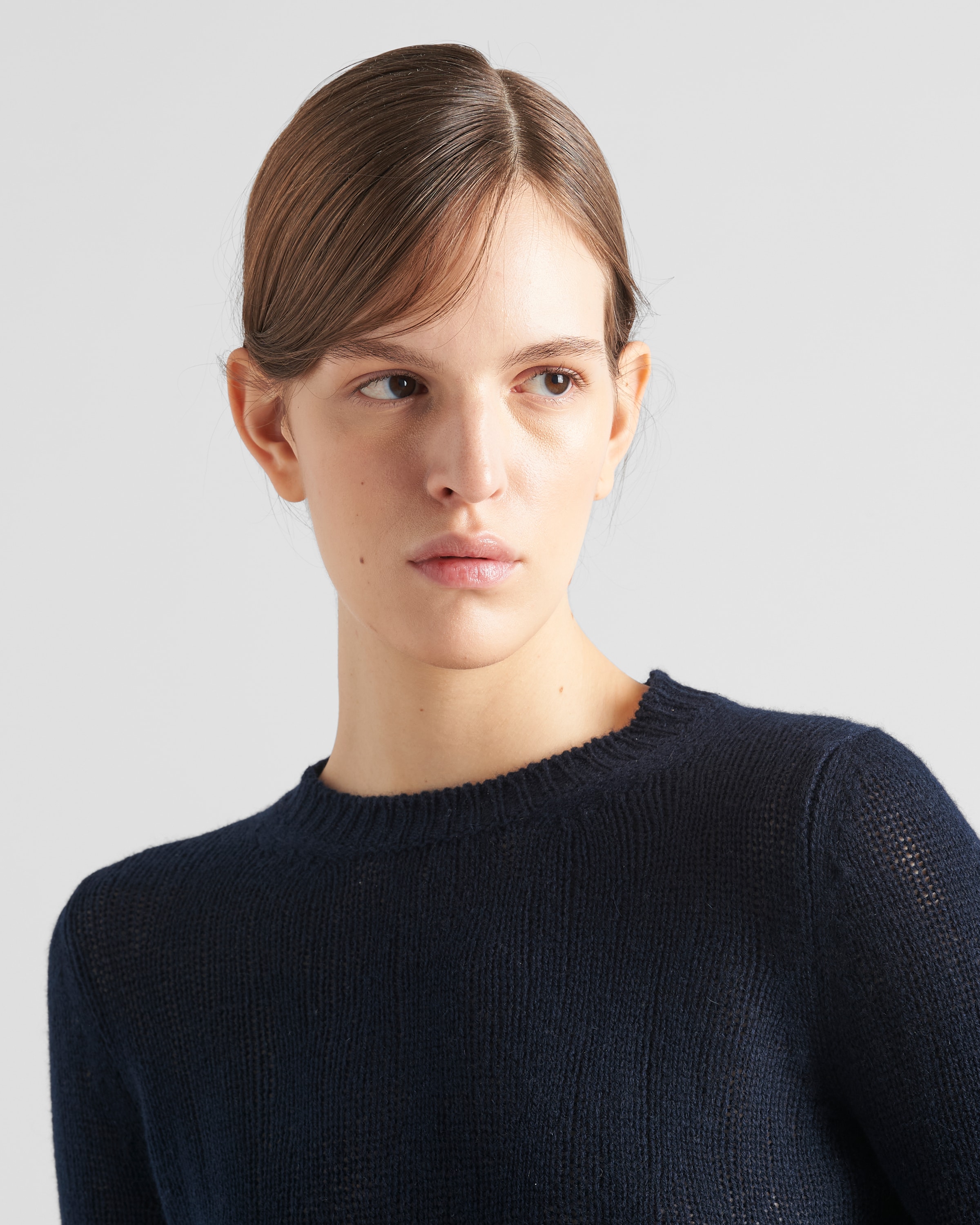 Shop Prada Cashmere Crew-neck Sweater In Navy