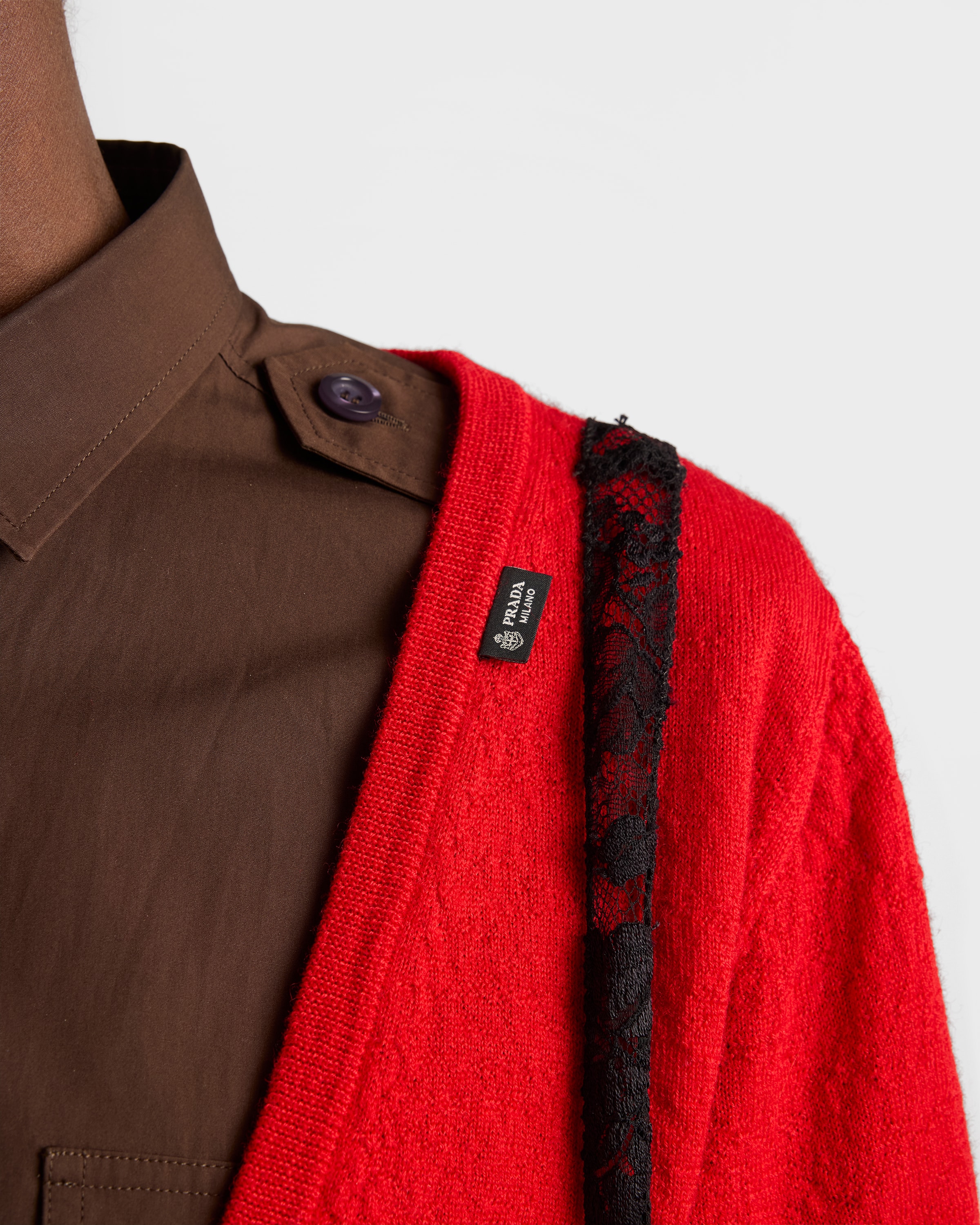 Red Cashmere V-neck sweater | PRADA - Netherlands