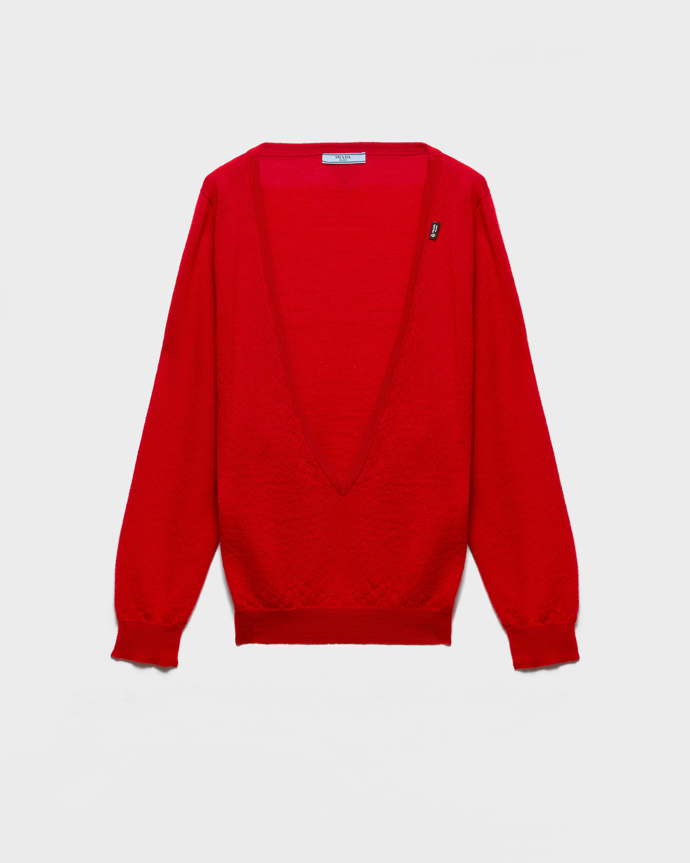 Red Cashmere V-neck sweater | PRADA - Netherlands