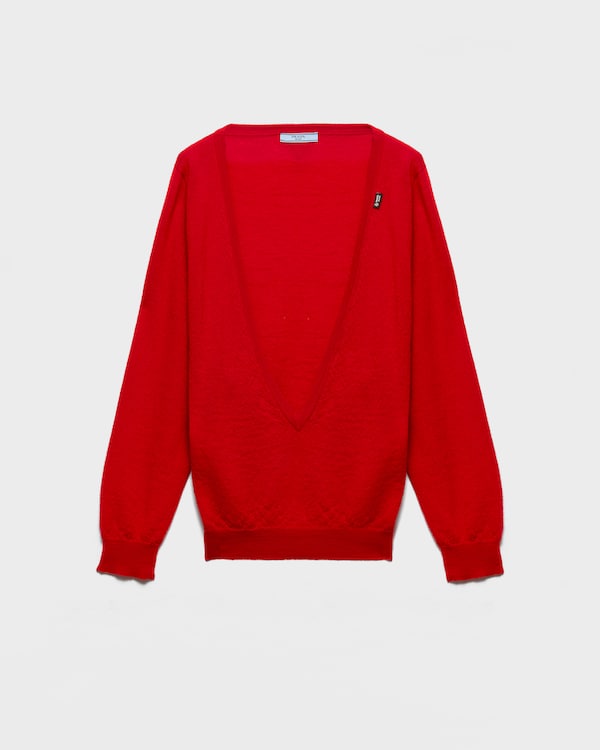 Cashmere V-neck sweater - Red Cashmere V-neck sweater - Red