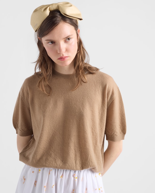 Short-sleeved cashmere sweater - Desert Beige Short-sleeved cashmere sweater - Desert Beige