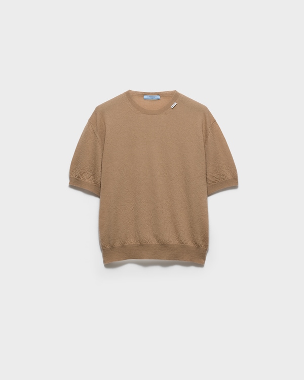 Short-sleeved cashmere sweater - Desert Beige Short-sleeved cashmere sweater - Desert Beige