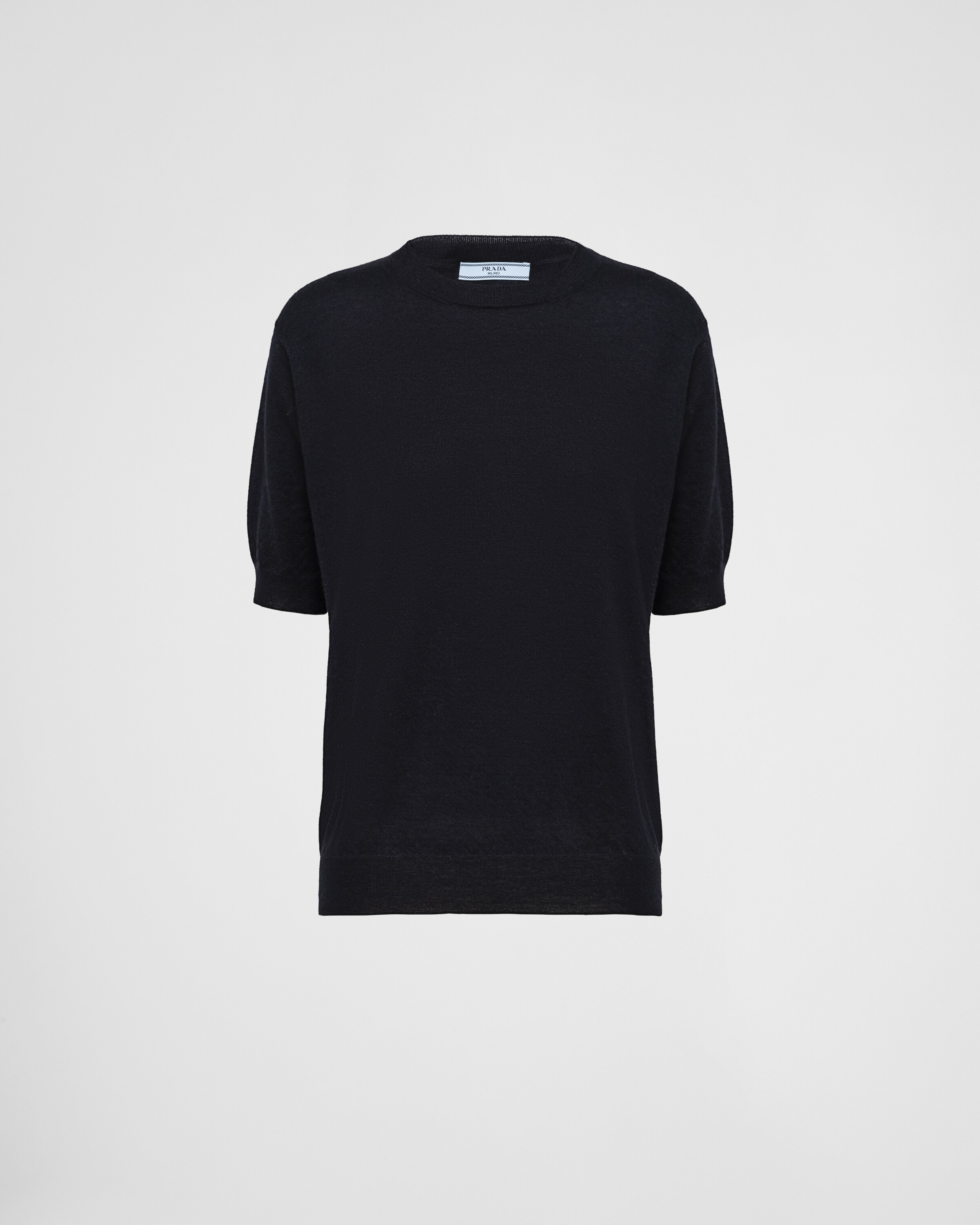 Prada Blue Cashmere Crew-neck Sweater Women In Navy