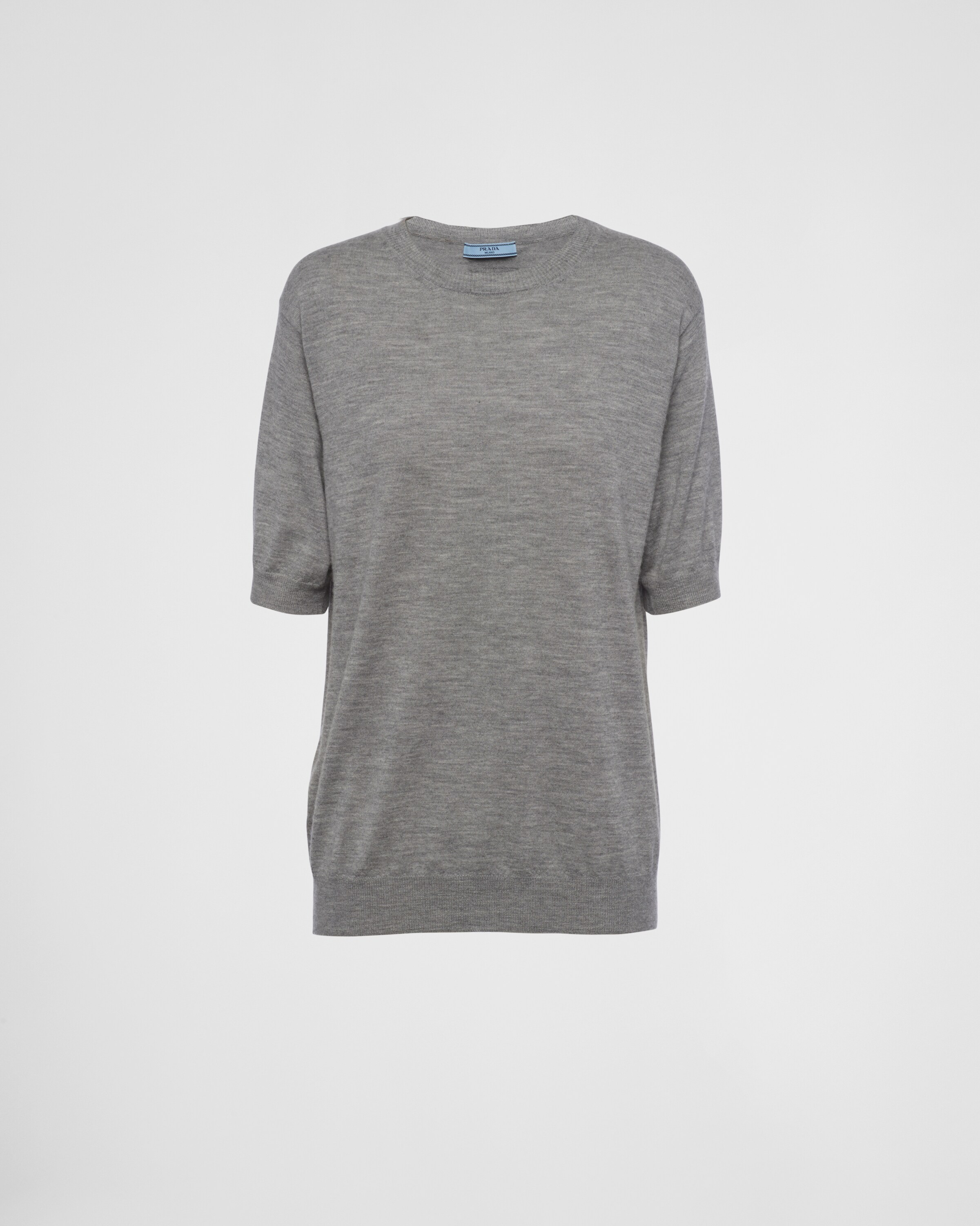 Prada Superfine Cashmere Knit Shirt In Grey