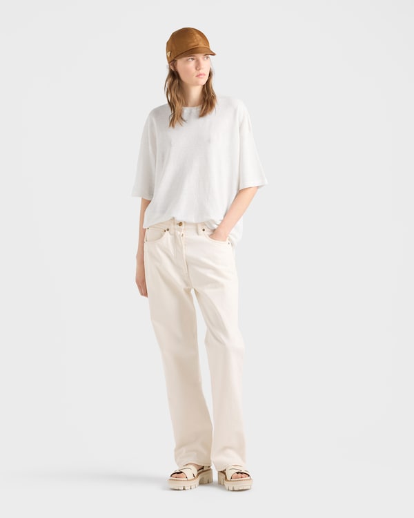 Short-sleeved linen T-shirt - White Short-sleeved linen T-shirt - White