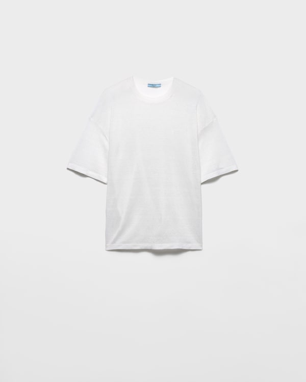 Short-sleeved linen T-shirt - White Short-sleeved linen T-shirt - White