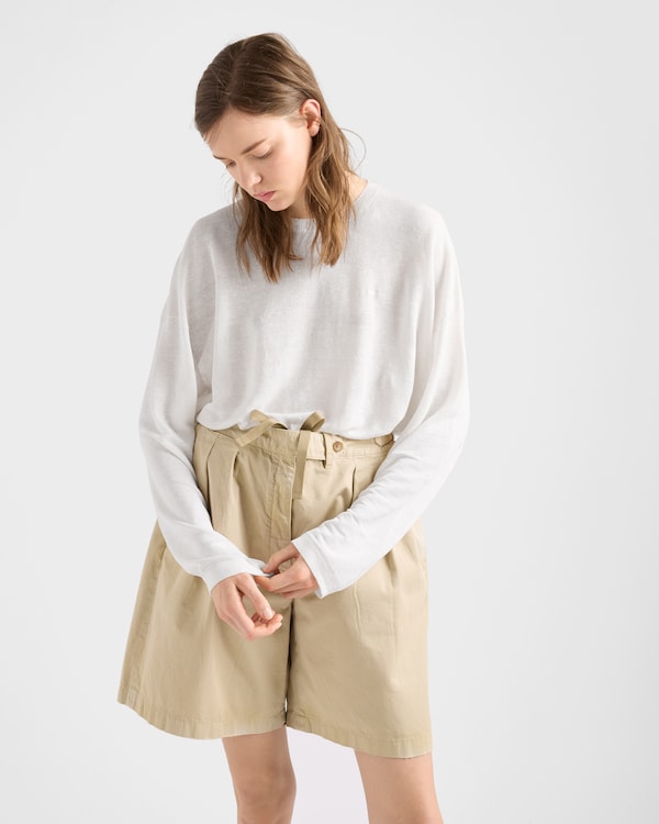 Long-sleeved linen T-shirt - White Long-sleeved linen T-shirt - White