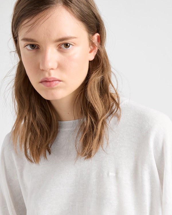 Long-sleeved linen T-shirt - White Long-sleeved linen T-shirt - White