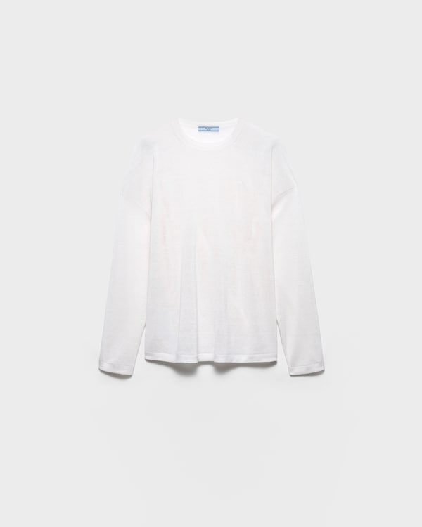 Long-sleeved linen T-shirt - White Long-sleeved linen T-shirt - White