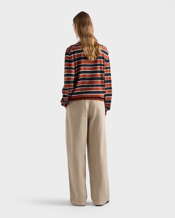 Striped silk polo shirt - Rust/Black Striped silk polo shirt - Rust/Black