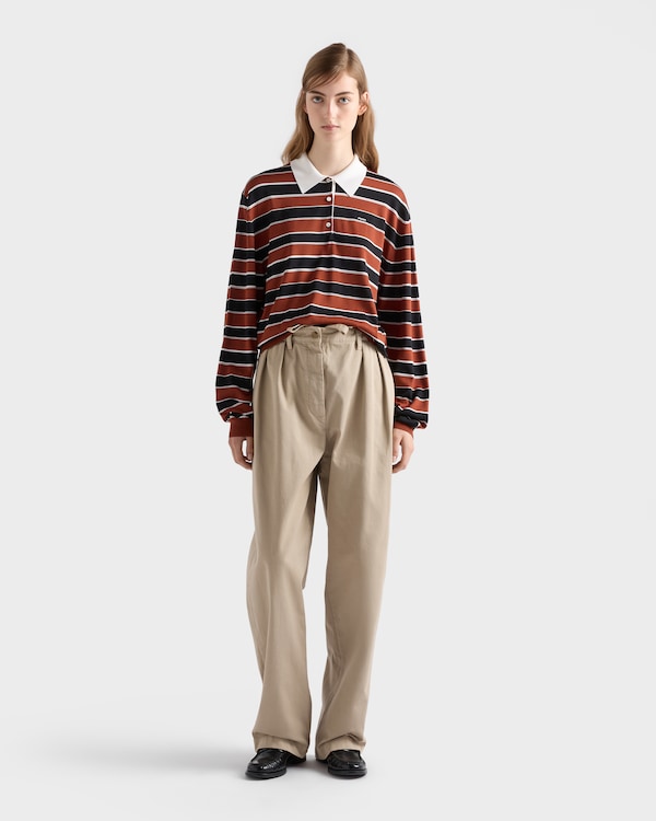 Striped silk polo shirt - Rust/Black Striped silk polo shirt - Rust/Black