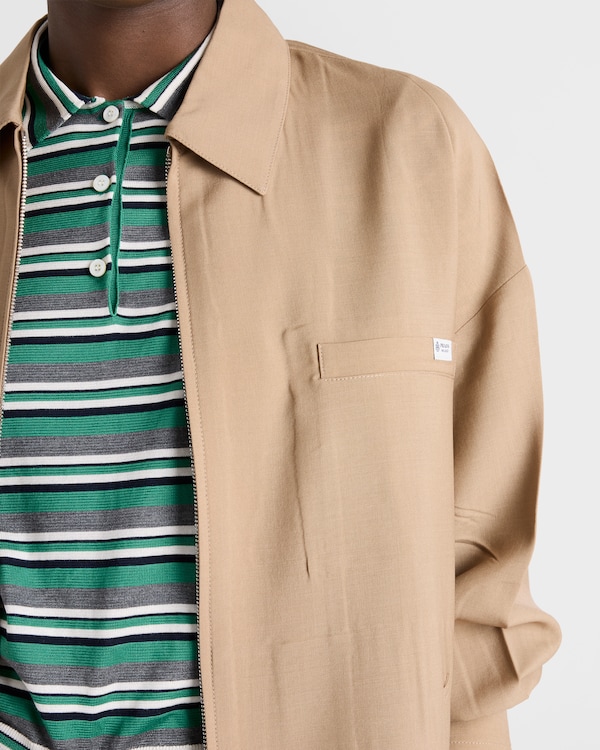 Short-sleeved striped cotton polo shirt - Meadow/Slate Short-sleeved striped cotton polo shirt - Meadow/Slate