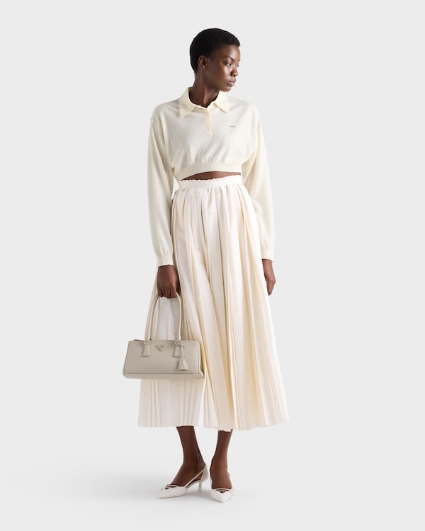 قميص بولو قصير من الكشمير - أبيض قميص بولو قصير من الكشمير - أبيض