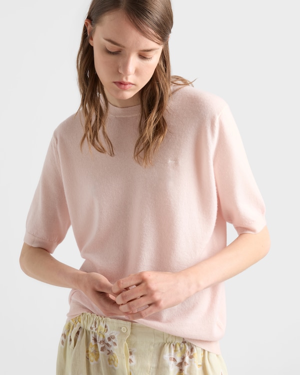 Short-sleeved cashmere T-shirt - Petal Pink Short-sleeved cashmere T-shirt - Petal Pink
