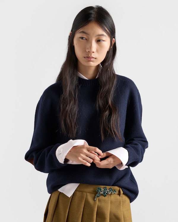 Wool and suede sweater - Azul Wool and suede sweater - Azul