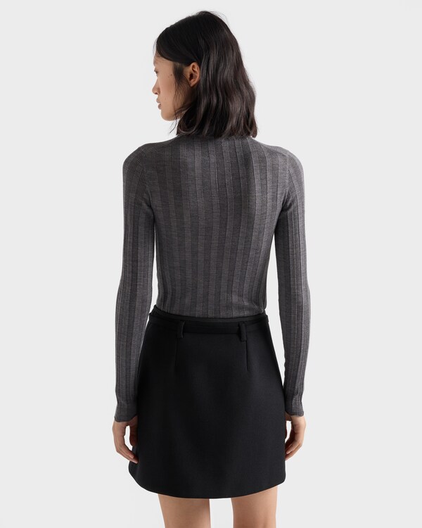Wool polo sweater - Slate/Dark Brown Wool polo sweater - Slate/Dark Brown