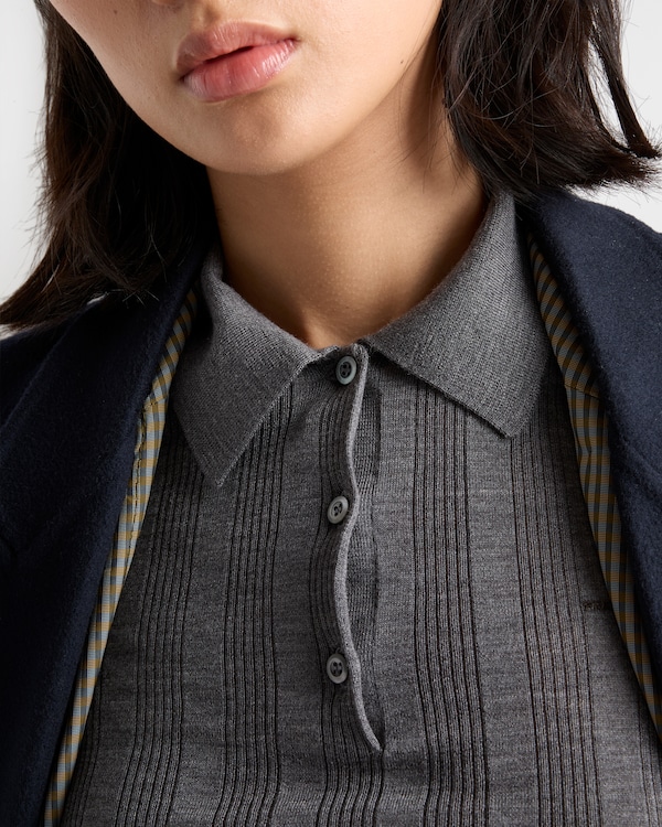 Wool polo sweater - Slate/Dark Brown Wool polo sweater - Slate/Dark Brown
