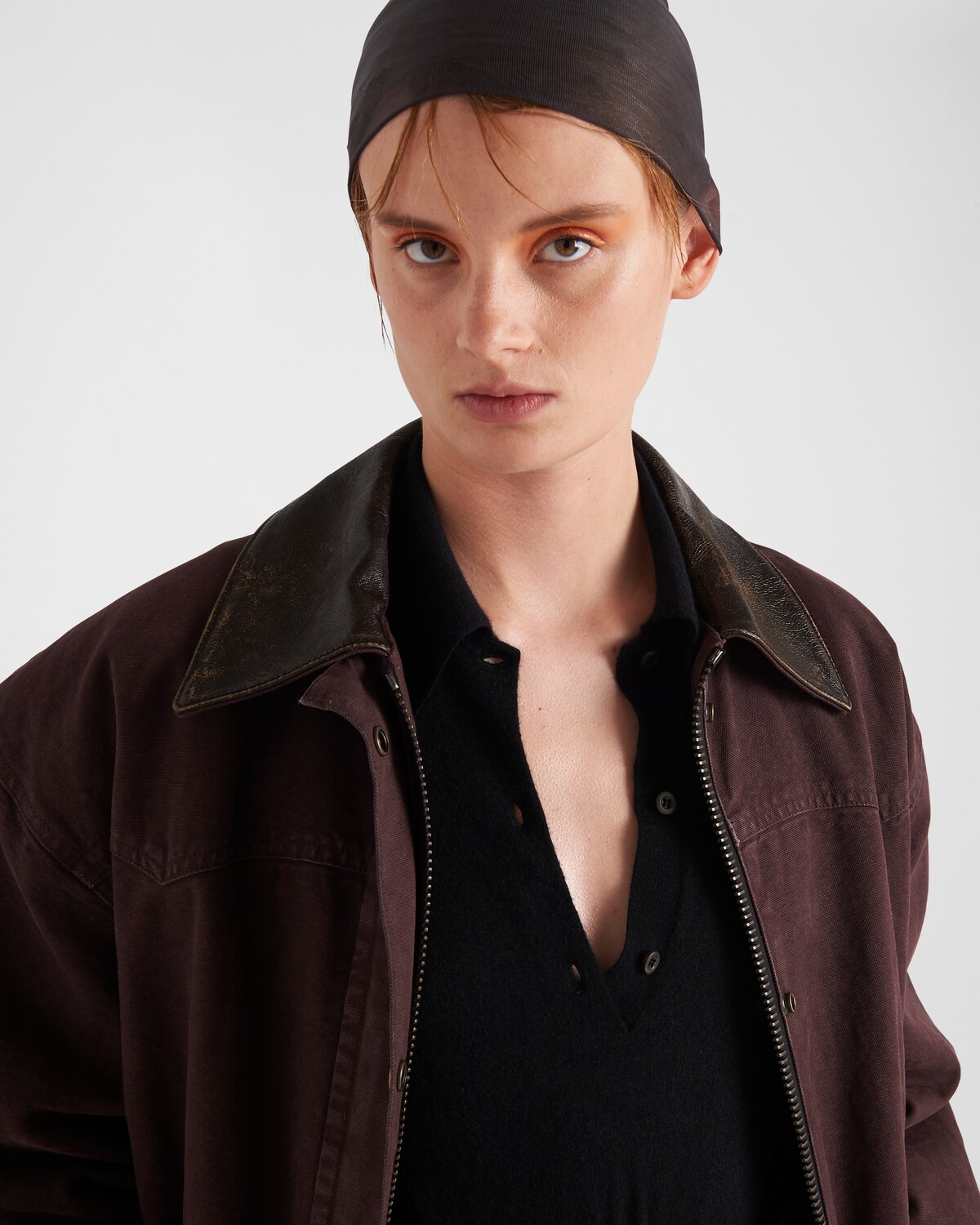 Black Cashmere Polo Shirt PRADA