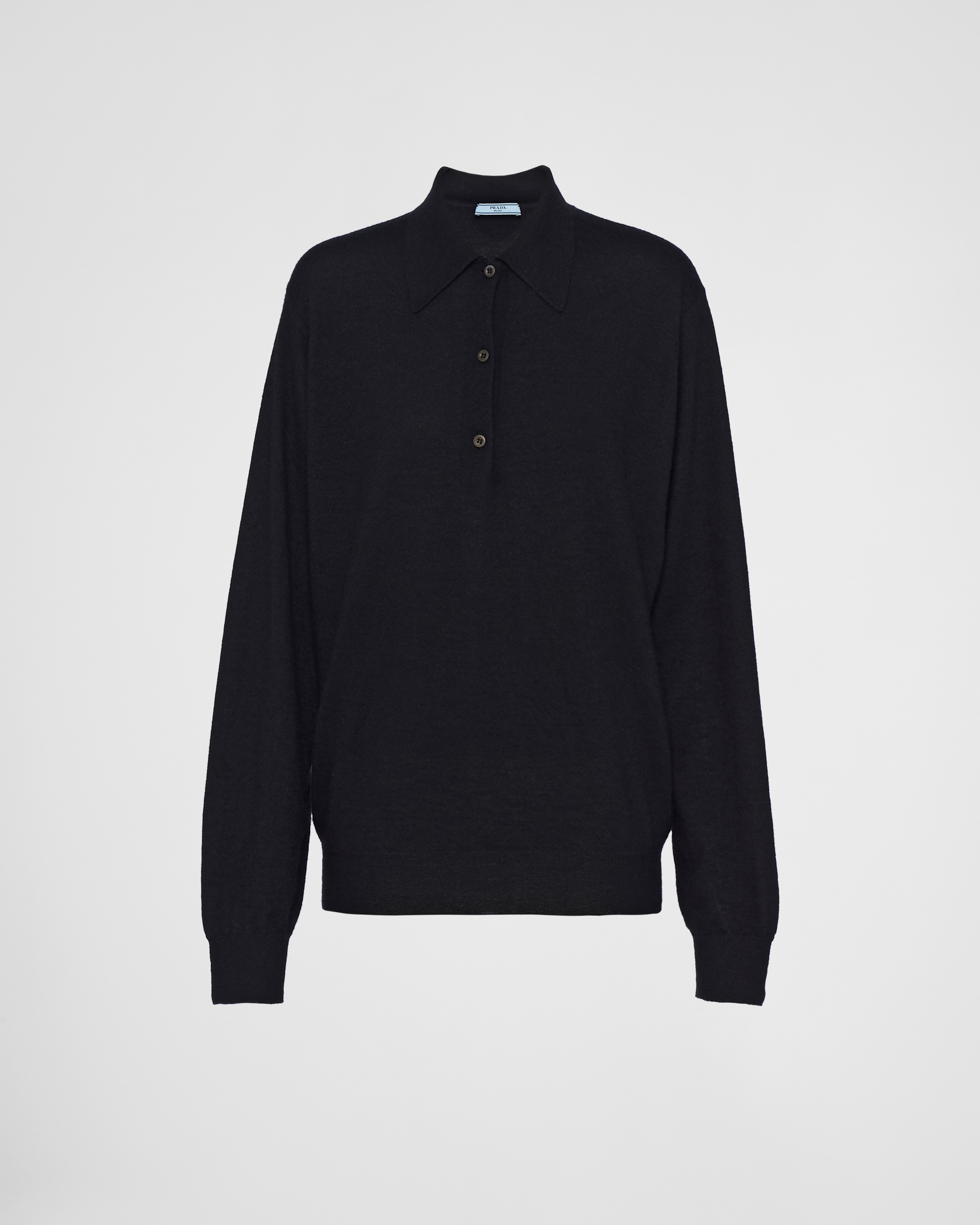 Prada Cashmere Polo Shirt In Black