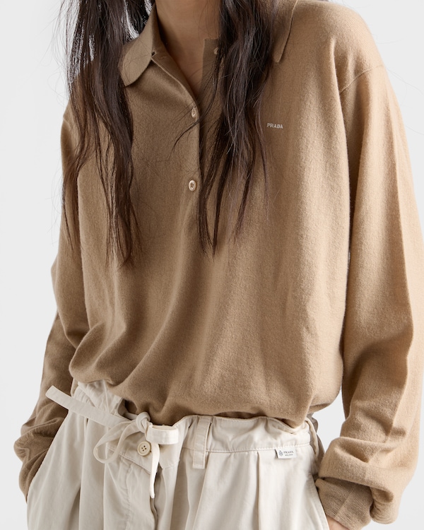 Cashmere polo sweater - Camel Brown Cashmere polo sweater - Camel Brown