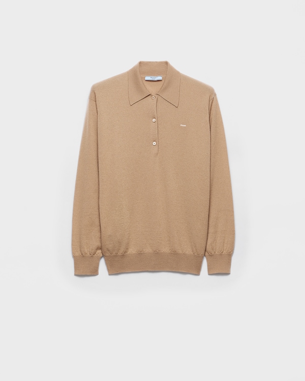 Cashmere polo sweater - Camel Brown Cashmere polo sweater - Camel Brown
