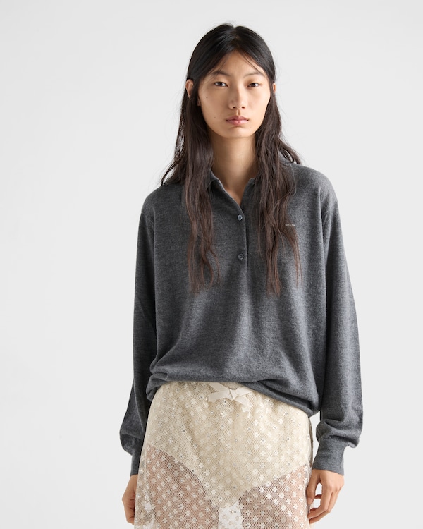 Cashmere polo sweater - Slate Gray Cashmere polo sweater - Slate Gray