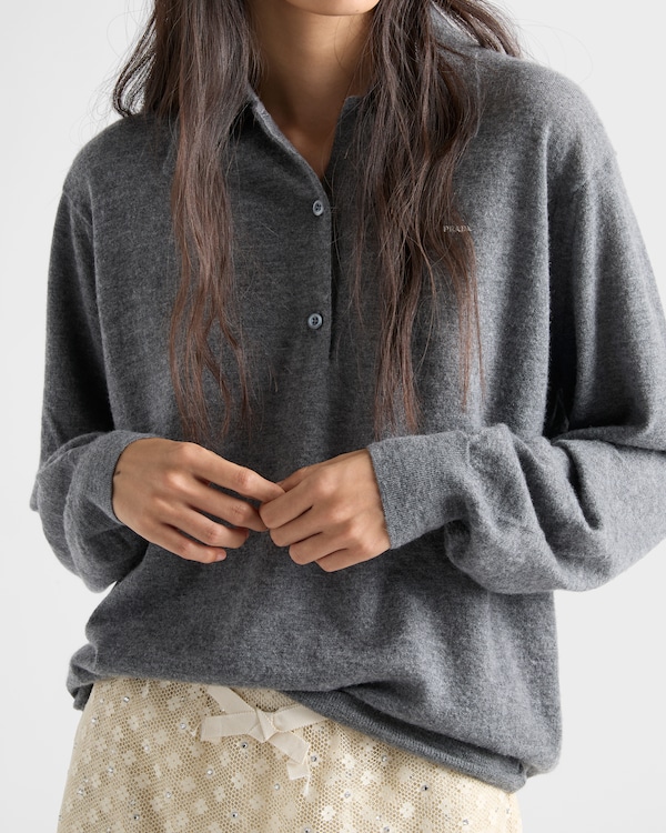 Cashmere polo sweater - Slate Gray Cashmere polo sweater - Slate Gray